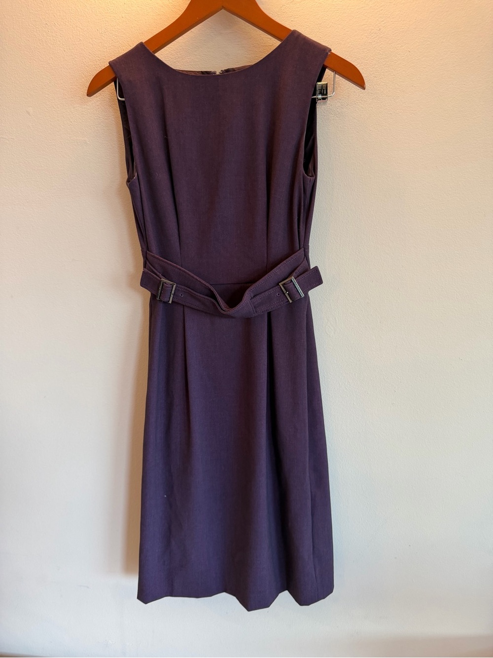 Calvin Klein‎ Womens Purple Sleeveless Belted Sheath Dress Professional Workwear